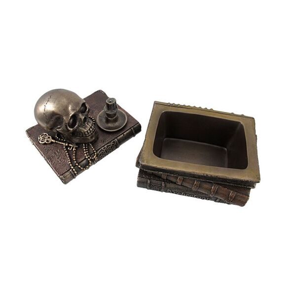 Bronze Wizard`s Study Books and Skull Trinket Stash Box - Picture 5 of 5